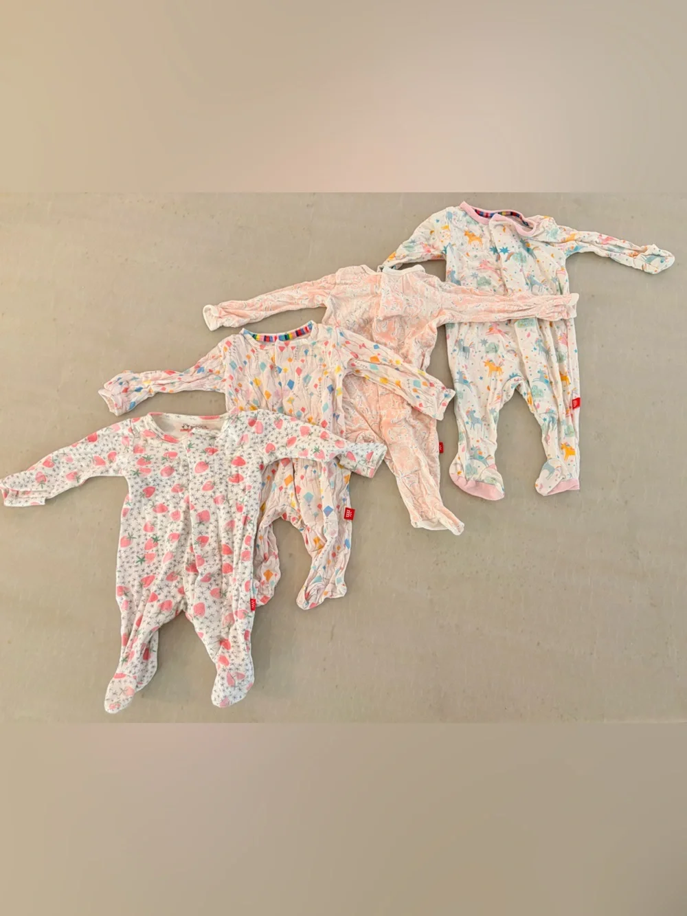 Magnetic Me Pink Footed One-Pieces - Set of 4